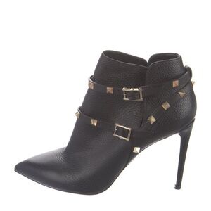 Valentino Black Heeled Boots with Gold Accents